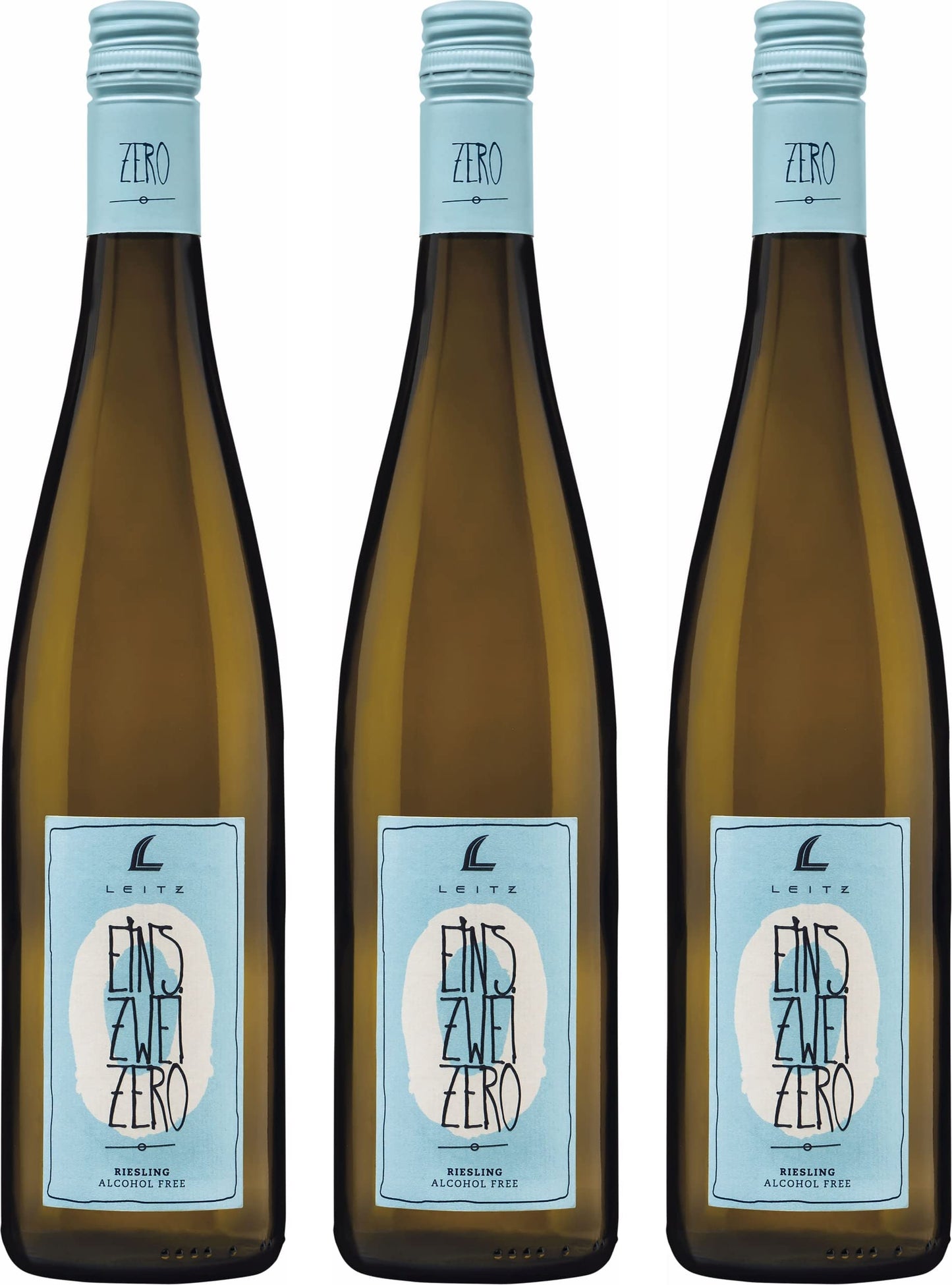 Leitz EINS-ZWEI-ZERO Riesling Alkoholfrei (3 x 0,75l) – Fruchtiger Weißwein ohne Alkohol vom Weingut Leitz im Rheingau